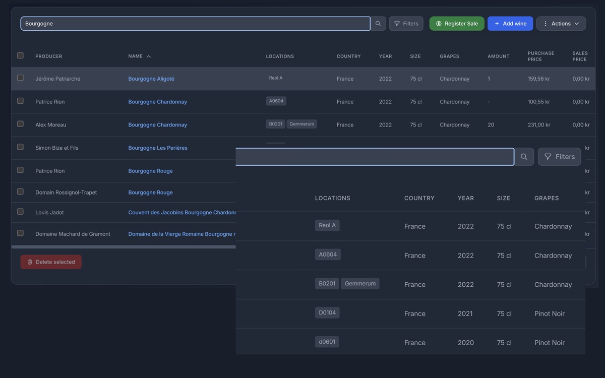 Wine Search Interface